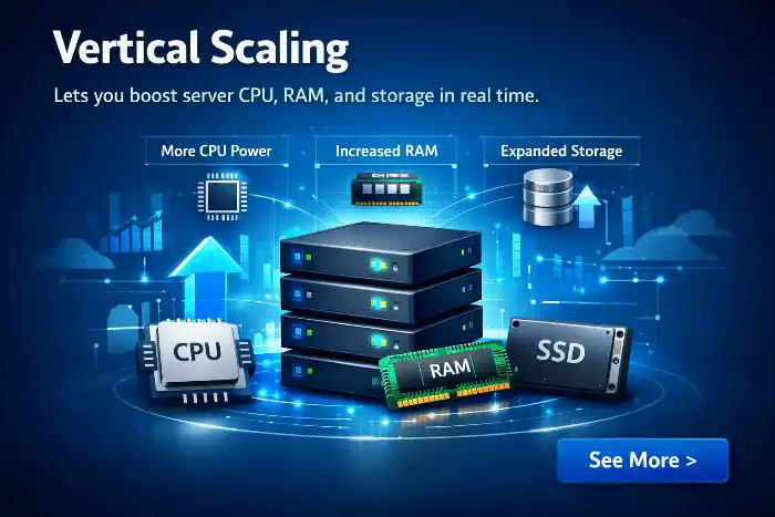 18 Vertical scaling lets you boost server CPU, RAM, and storage in real time.