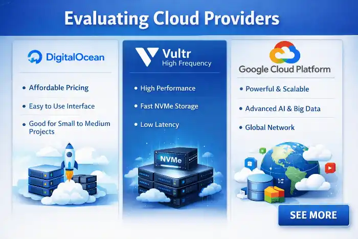 4 Evaluating Cloud Providers DigitalOcean, Vultr High Frequency, and Google Cloud Platform
